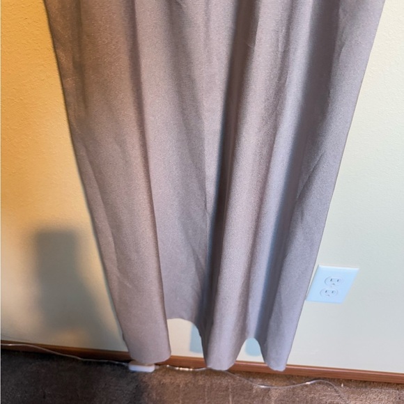 Watters and Watters Taupe Crepe Faux Peral Strap Maxi Bridesmaid Dress 6 - Picture 5 of 6